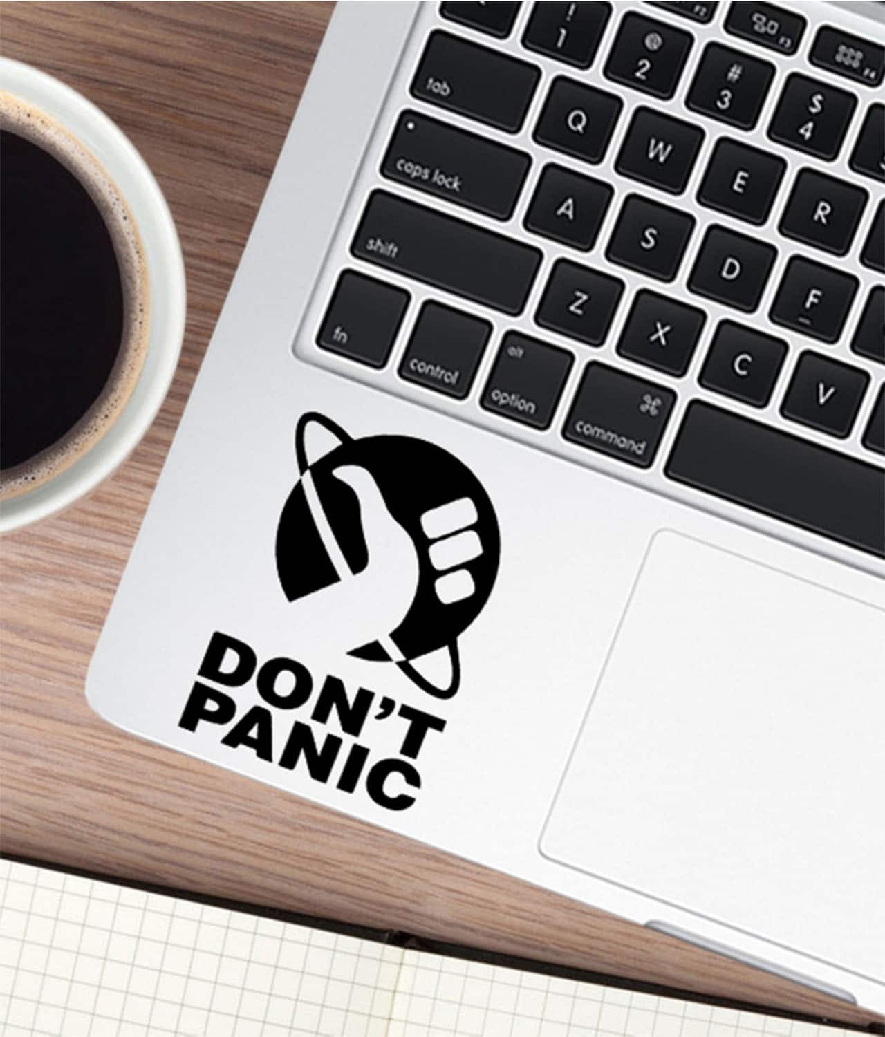  Hitchhiker's Guide to The Galaxy Don't Panic Black Decal Vinyl  Sticker, Cars Trucks Vans Walls Laptop, Black, 5.5 x 4 in