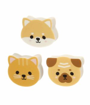 Pack of 3 Cute Animal Erasers Accessories animal