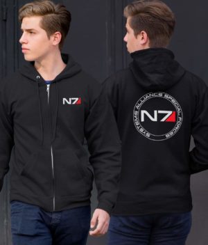 N7 Mass Effect Zip Up Hoodie Clothing game